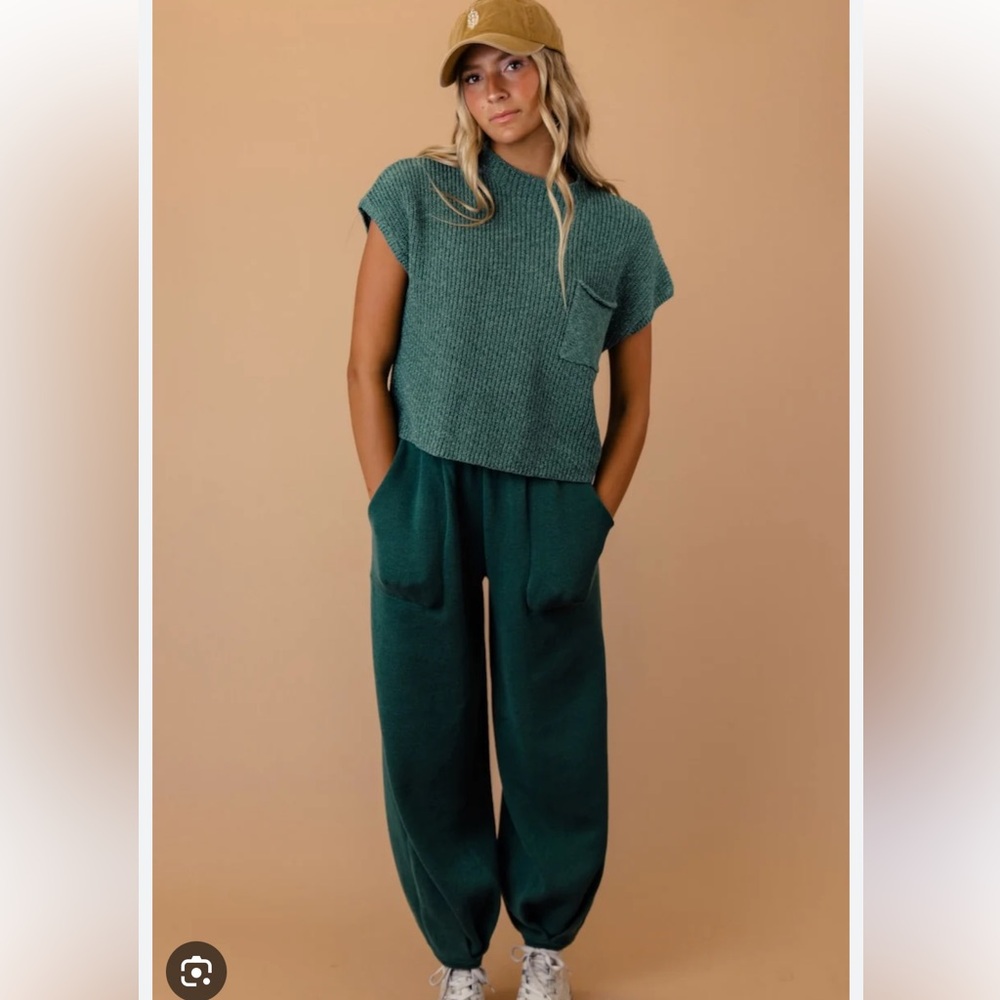 NWT FREE PEOPLE FP Beach Emerald Spell Combo Freya Sweater 2 PC Set SZ: XL/Tall - Picture 4 of 16